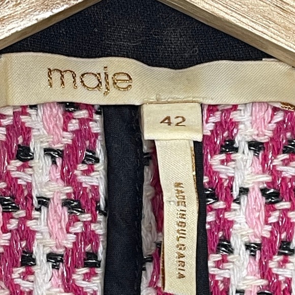 Maje Pink and Black Tweed Mini Dress 42 - Picture 7 of 12